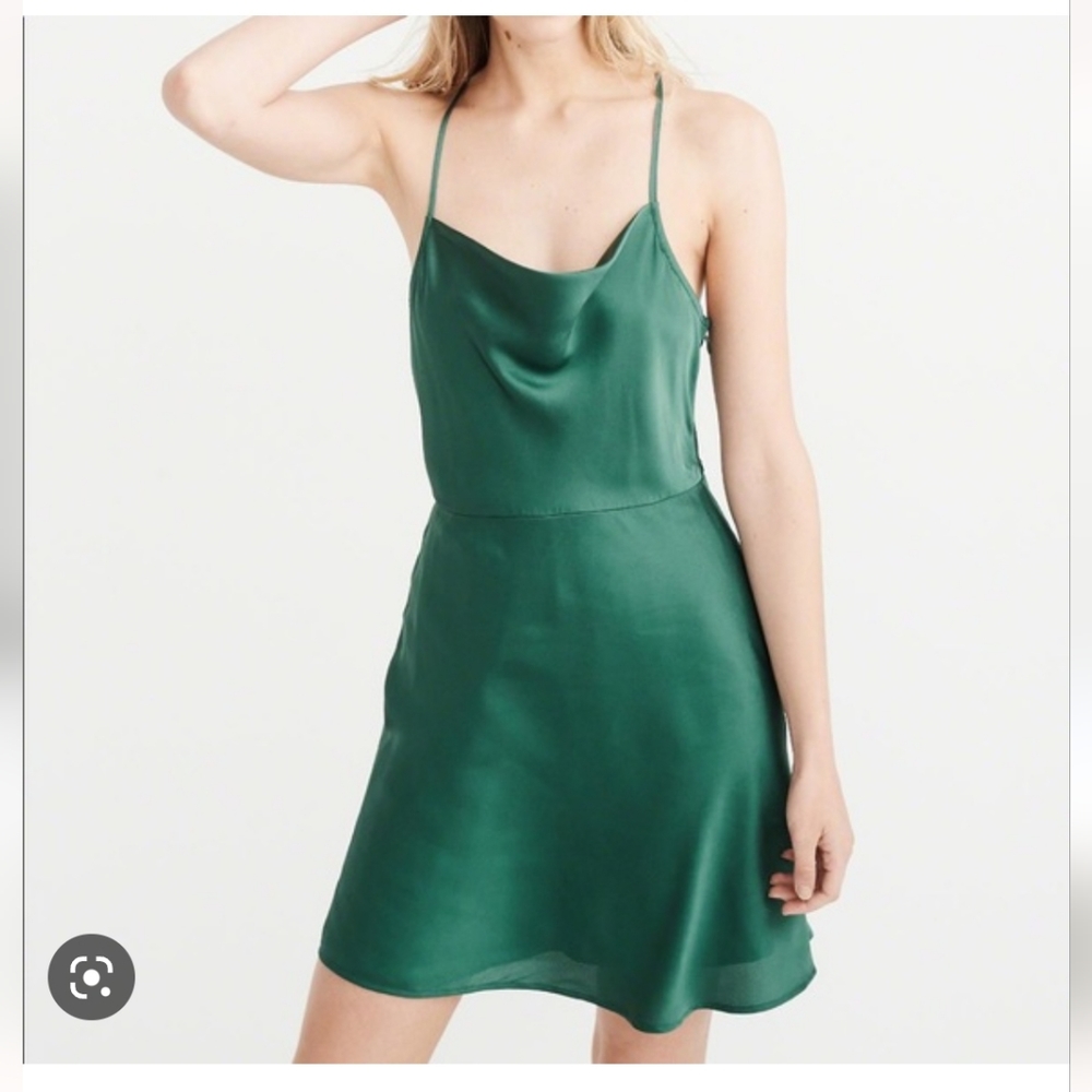 Abercrombie & Fitch Slip Dress Cowl Neck Strappy Back XL Green